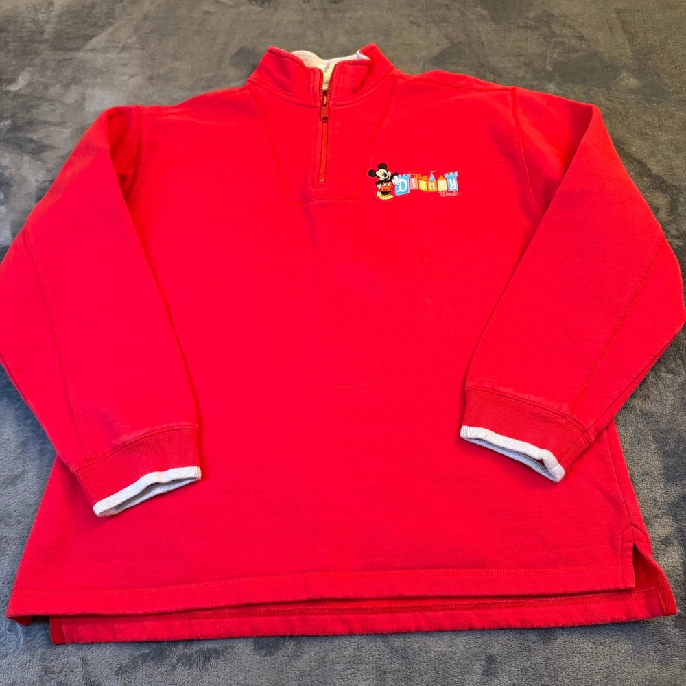 Walt Disney World Mickey Mouse Red Quarter Zip Sweatshirt Mens‎ Size Medium